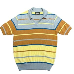 Vintage 70’s Studio One Gray and Yellow Striped Sweater Mens Large Made in USA